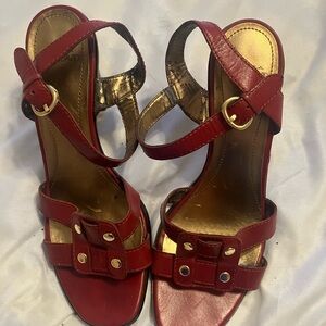 Joan & David Red Buckle Sandals